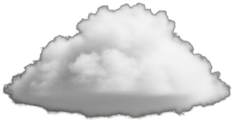 Obraz premium Realistic fluffy white cloud with soft gray shadow on transparent background