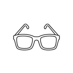 Simple Outline Icon of Rectangular Eyeglasses on White Background