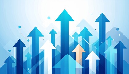 Abstract blue upward arrows signifying growth, success, and progress in a modern, digital, and financial context, symbolizing a positive trend and development