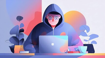Cybersecurity Threat: Young Woman Using Laptop with Blackmail and Cyber Risks - Powered by Adobe