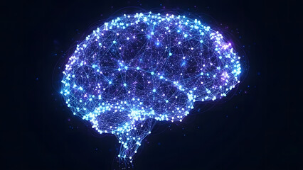 Artificial Intelligence Technology Concept with Glowing Digital Brain