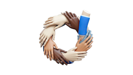 Diverse hands forming a circle of unity