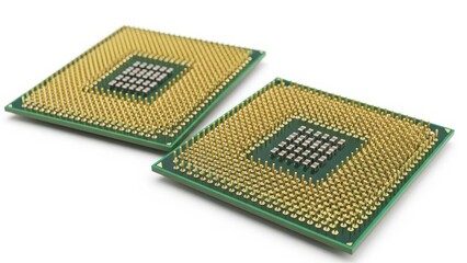 Central processing unit CPU with blue energy beams illustration