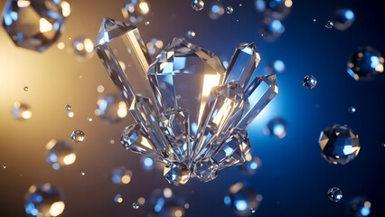 Luxury Crystal Abstract Background with Sparkling Glass Light Effects
