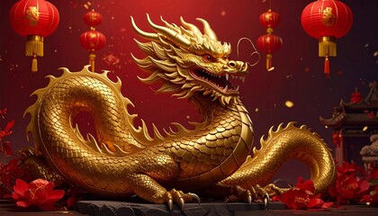 golden dragon statue
