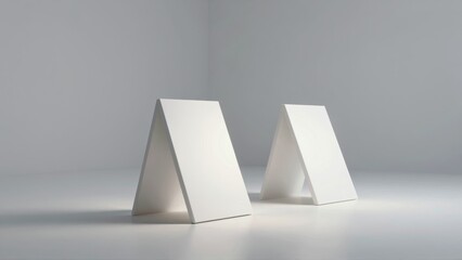 Two white triangular structures on minimalist background