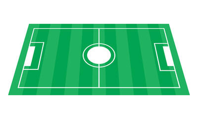 Football field. Soccer pitch scheme top, side and perspective view. Realistic football court or stadium with green grass vector.