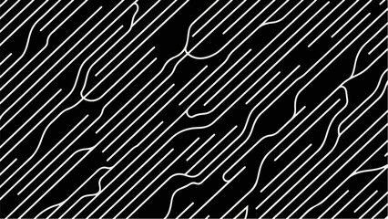 Abstract pattern of white flowing lines on a black background