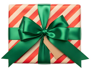 [Generative AI] 초록 리본과 사탕줄무늬 포장의 크리스마스 선물 상자