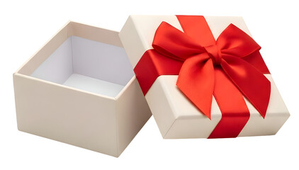 [Generative AI] 빨간 리본이 달린 열린 화이트 선물 상자