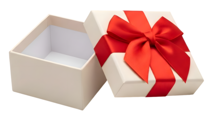 [Generative AI] 빨간 리본이 달린 열린 화이트 선물 상자
