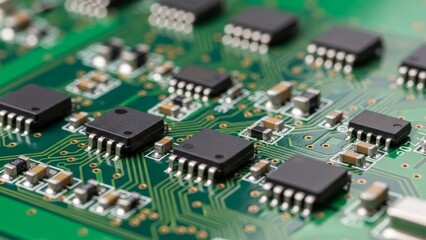 Scientist hand holding microchip with lens flare effect