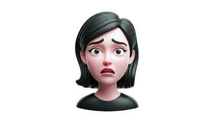 3D Cartoon Woman with a Scared Expression