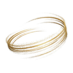 Golden swirling brush strokes forming an abstract loop transparent background isolated on a transparent background