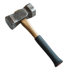 Heavy industrial steel sledgehammer with wooden and rubber handle transparent... isolated on a transparent background