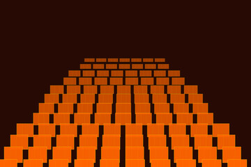 Abstract Sunrise Solar Farm Background. Orange Renewable Energy Photovoltaic Panel Array