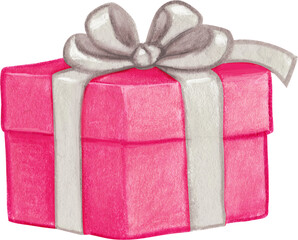 Watercolor hand drawn colorful gift box