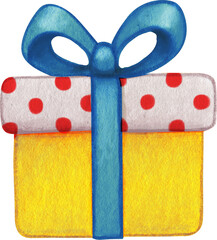 Watercolor hand drawn colorful gift box