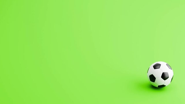 Soccer Ball Rolling Left to Right and Right to Left, Seamless Loop on Green Background with Copy Space, 3D Animation