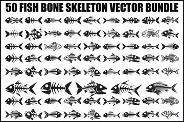 Fish Bone Skeleton Vector Bundle