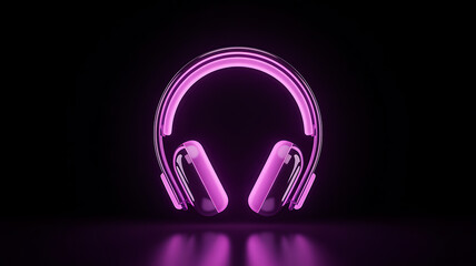 A striking studio shot showcases illuminated purple headphones against a dark background highlighting their sleek design and modern aesthetic