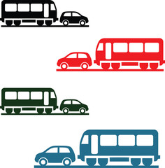 Adobe IllustraBus and Car Together Vector Illustration Isolated on White  Urban Transportation Concepttor Artwork