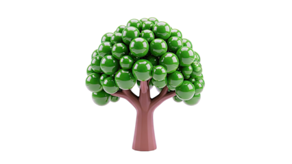 Stylized Tree with Green Spherical Leaves
