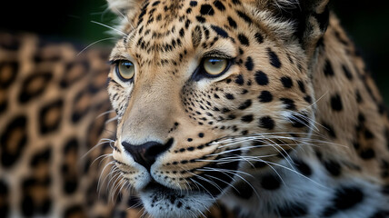 Naklejka premium closeup of leopard face with yellow eyes transparent background