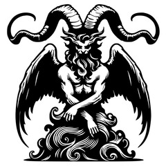 Silhouette of the statue of Baphomet