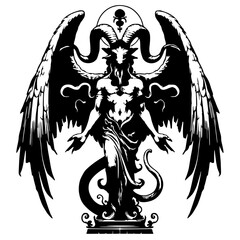 Silhouette of the statue of Baphomet