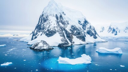 Antarctic landscape icebergs winter