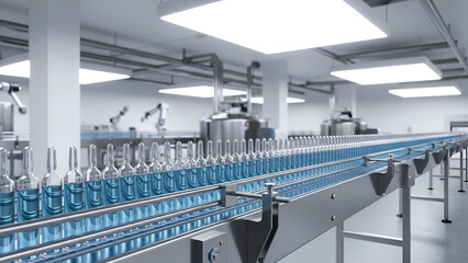 Pharmaceutical manufacturing facility showcases an automated production line for injectable