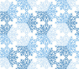 Seamless pattern with snowflakes in light blue colors