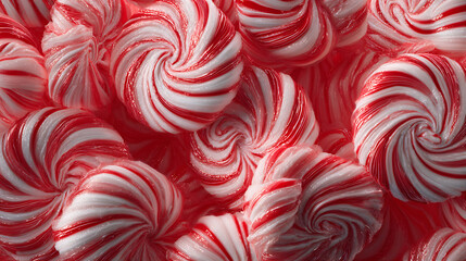 Macro peppermint swirl drops arranged in tight edible layout