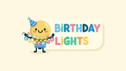 Fototapeta premium A cheerful lightbulb wearing a party hat, holding 