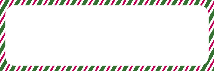 Candy cane pink and green frame. Christmas and New Year candy striped frame. Holiday winter border with copy space vector illustration.