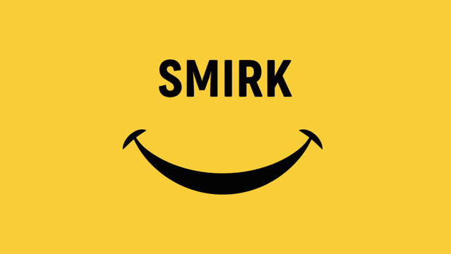 A yellow background features a black smile and word "SMIRK" above it in a simple design