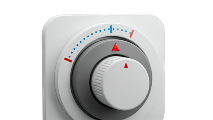 Close-up of a White Rotary Control Knob with Temperature Markings
