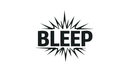 A black "BLEEP" text within a stylized explosion burst graphic, set against a white background © gudangPIXEL