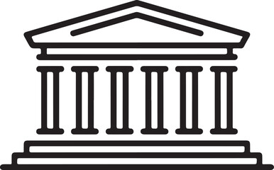 building icon, simple line drawing, financial architecture symbol