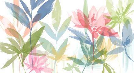 Dreamy floral composition with pastel shades, perfect for serene backgrounds and elegant designs, adding a touch of modern botanical beauty