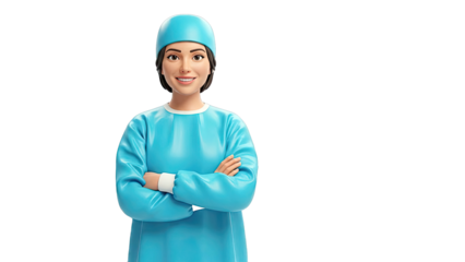 3D Cartoon Surgeon with Crossed Arms