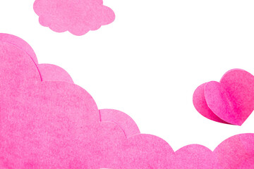 pink Valentine heart frame made from pieces of paper