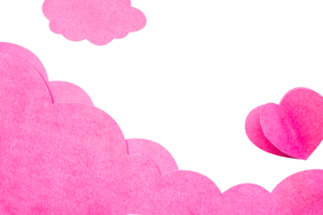 pink Valentine heart frame made from pieces of paper