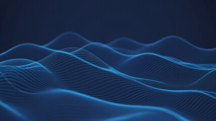 Abstract Blue Digital Waveform Landscape with Glowing Particles and Subtle Ripples image photo