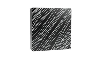 Black Rectangular Object with White Scribbled Lines Pattern