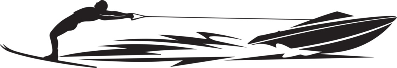 Water Ski Silhouette Vector Bundle