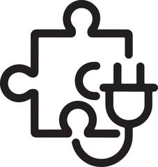 puzzle piece with plug and socket connection, symbolizing integration and solution
