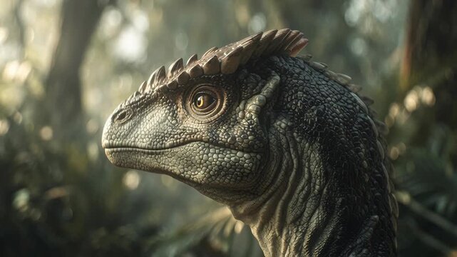 Majestic Dinosaur Raptor Close-up in Primeval Jungle Habitat