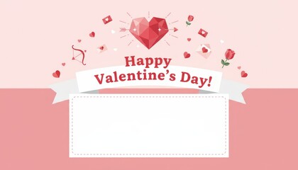 Romantic valentine's day celebration love-themed graphic design digital greeting card soft color palette playful viewpoint heartwarming concept for couples and friends